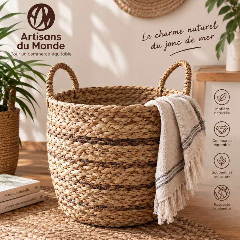 Panier tressé en jonc de mer
